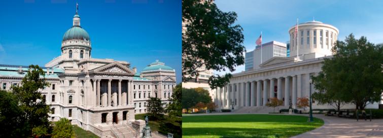 Indiana and Ohio capitols