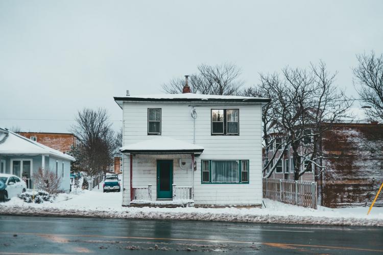 snow-covered neighborhood